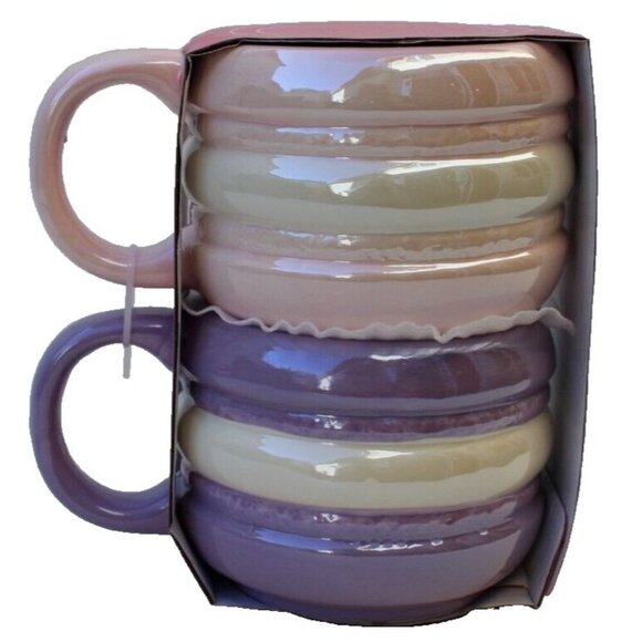 New Pink / Purple Opal Multicolored Macaroons Cookie Coffee Mug W/ Handle - Picture 2 of 2